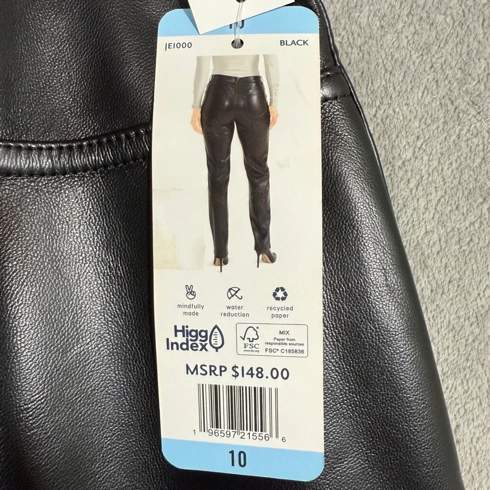 Joie Womens 10 Black Vegan Leather Pants High Rise Straight Leg Lined NWT